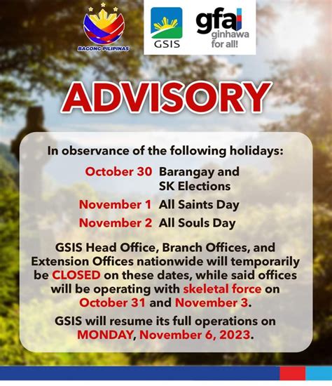 PUBLIC ADVISORY: Offices and Service Centers of the .